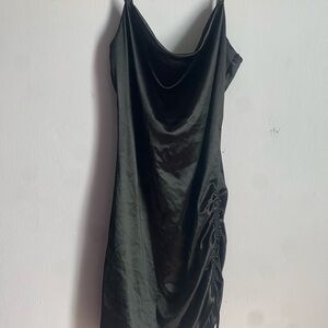 Gray Asymmetrical Ruched Mini Dress